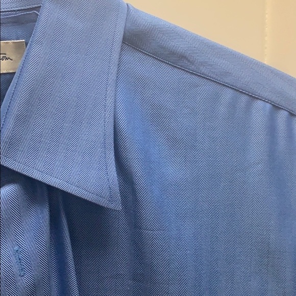 John W Nordstrom Blue Herringbone Dress Shirt - Picture 5 of 7